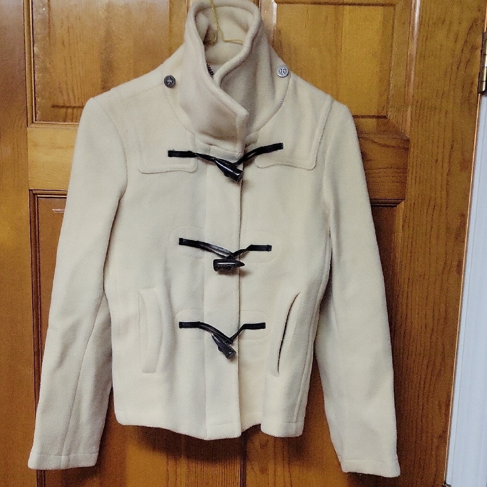 BURBERRY London Women's Cream Toggle Coat Wool Fits US size 2 - Picture 3 of 12